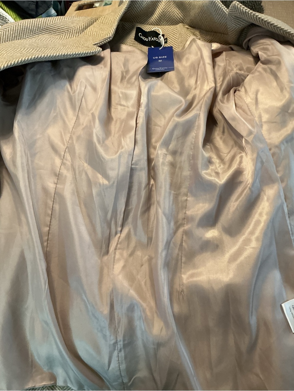 🌺CHOU YATOU CASUAL BUSINESS OPEN FRONT KHAKI BLAZER - Picture 10 of 12